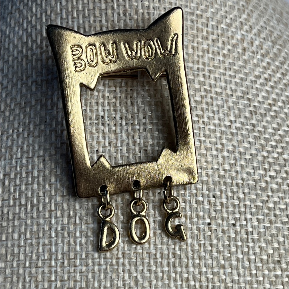 Gold Dog Charm Brooch Picture Frame